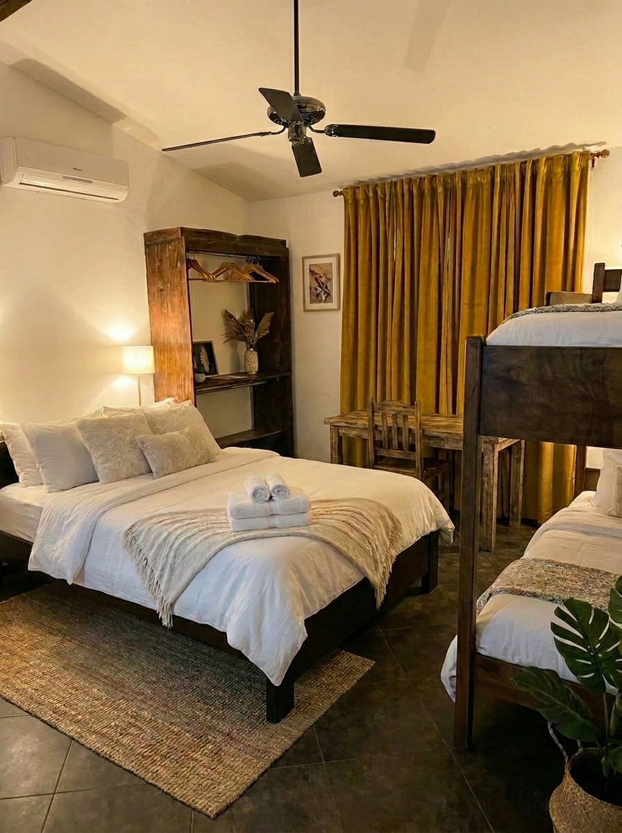 Habitación confortable con cama doble, aire acondicionado y TV en Casa Quinta Cruz del Eje, Córdoba